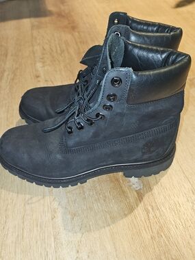Timberland 6” Premium Black Leather Boots Men’s 8.5M – Genuine Leather Work Hike